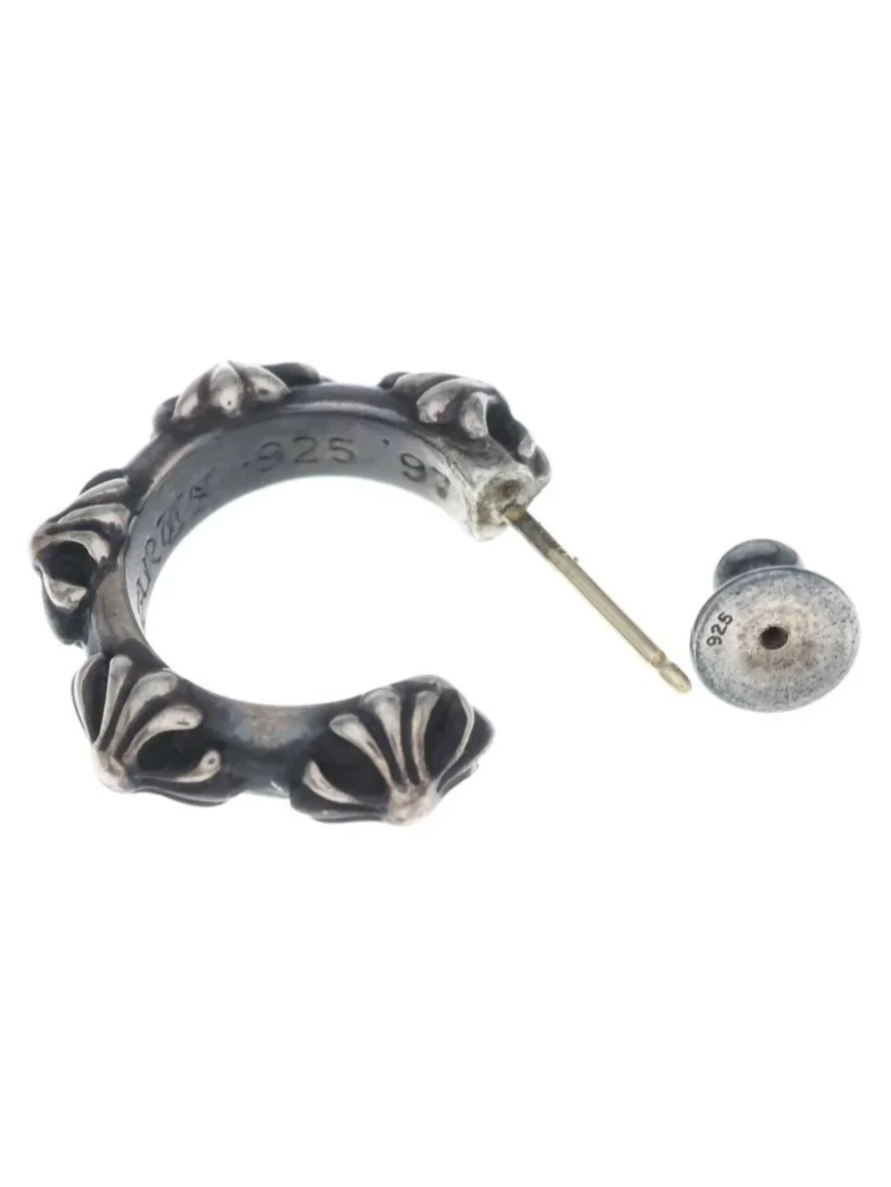 Chrome Hearts Hoop Cross Band Earrings Silver